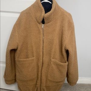 Brown/camel Zip-Up Teddy Coat